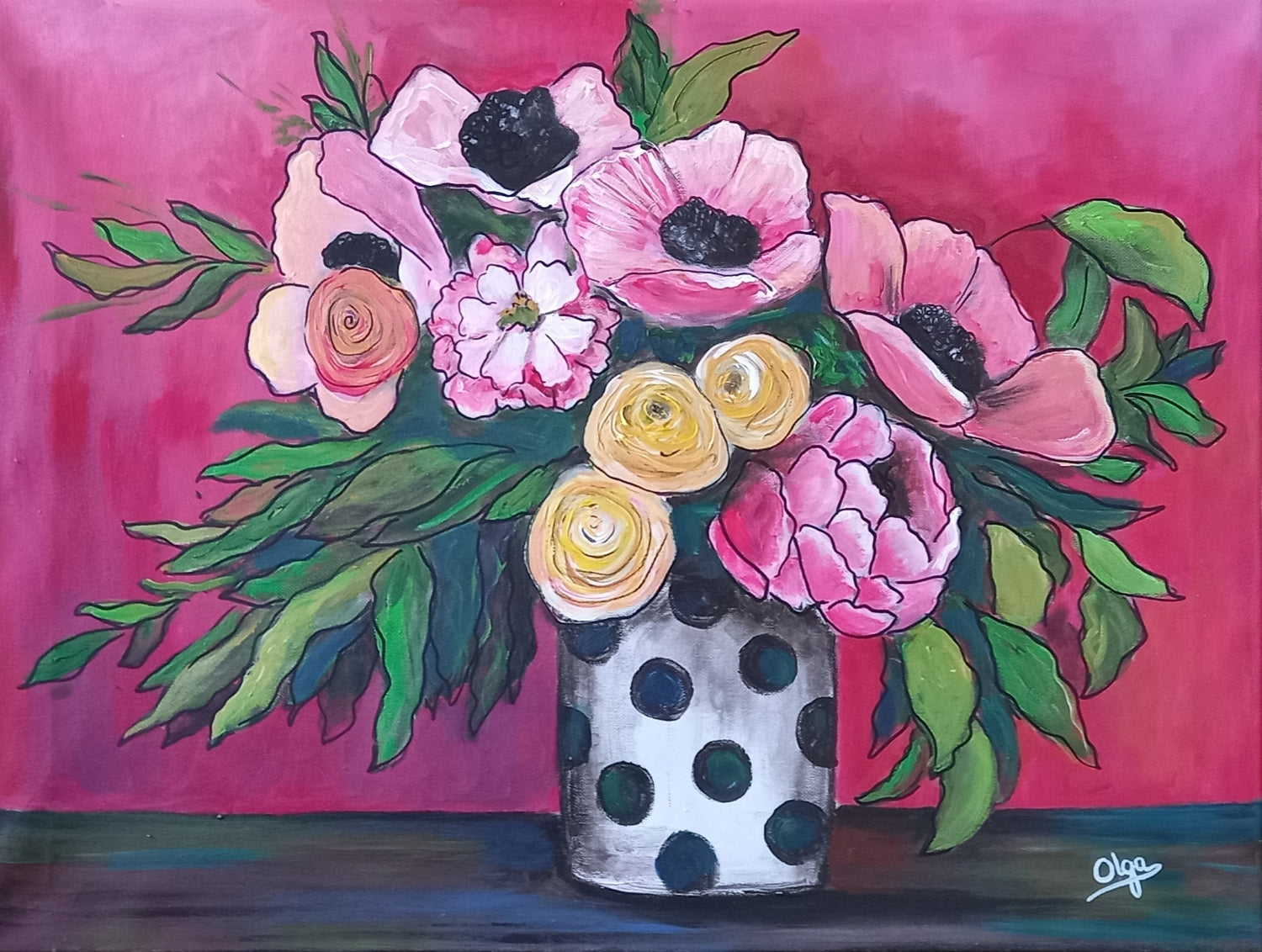 Bouquet with Red Background