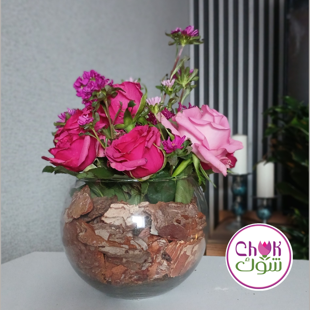 Glass Vase and Roses Combo