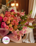 Elegant Pink Roses with Lilium