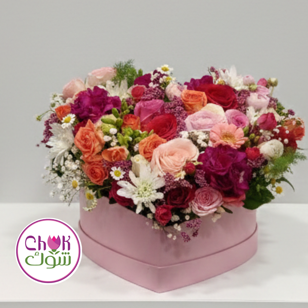 Leather Heart with Fresh flowers